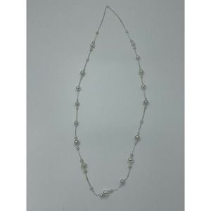 Silver colored extra long necklace costume jewelry